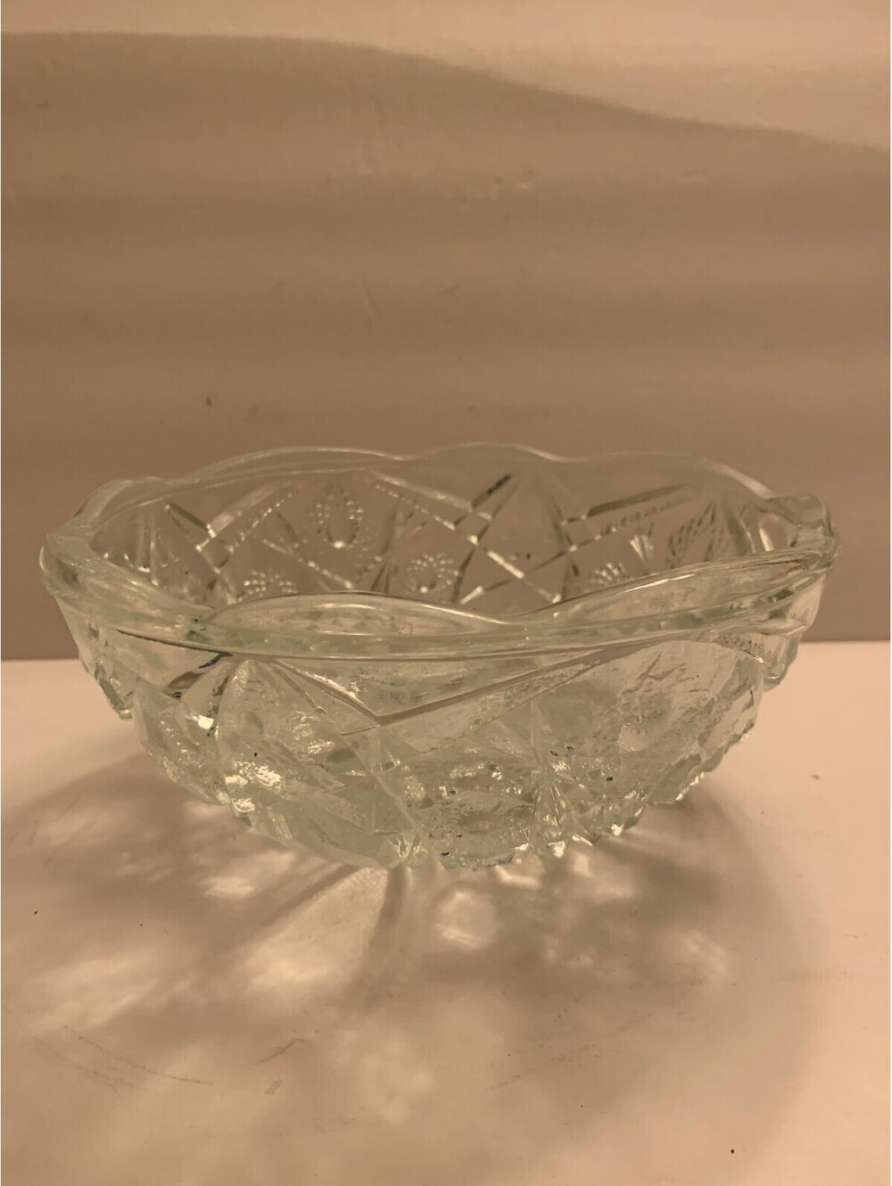 American Brilliance Hobstar Cut Glass Bowl 6'